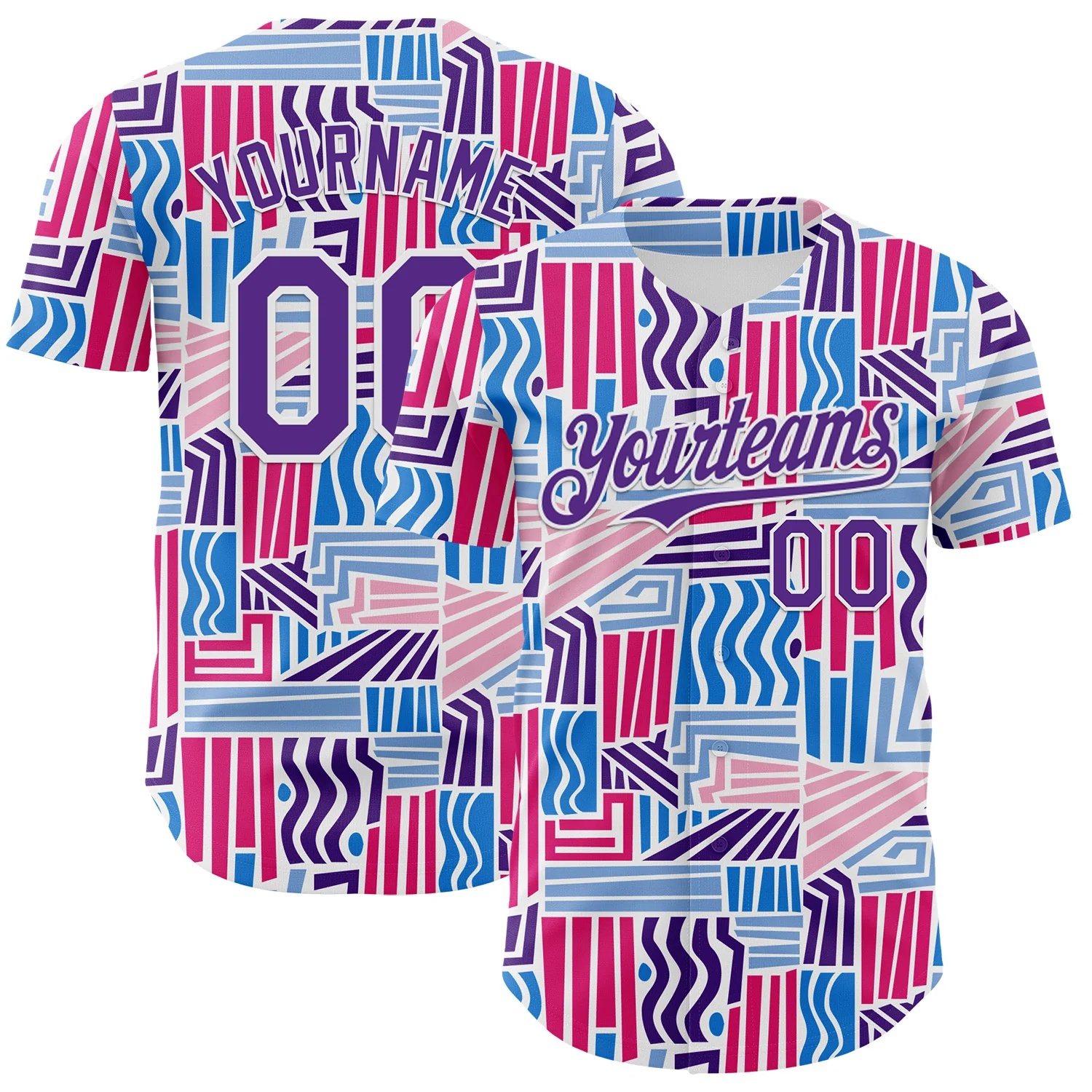 Custom Blue Purple Red-White Valentine's Day Line Authentic Baseball Jersey