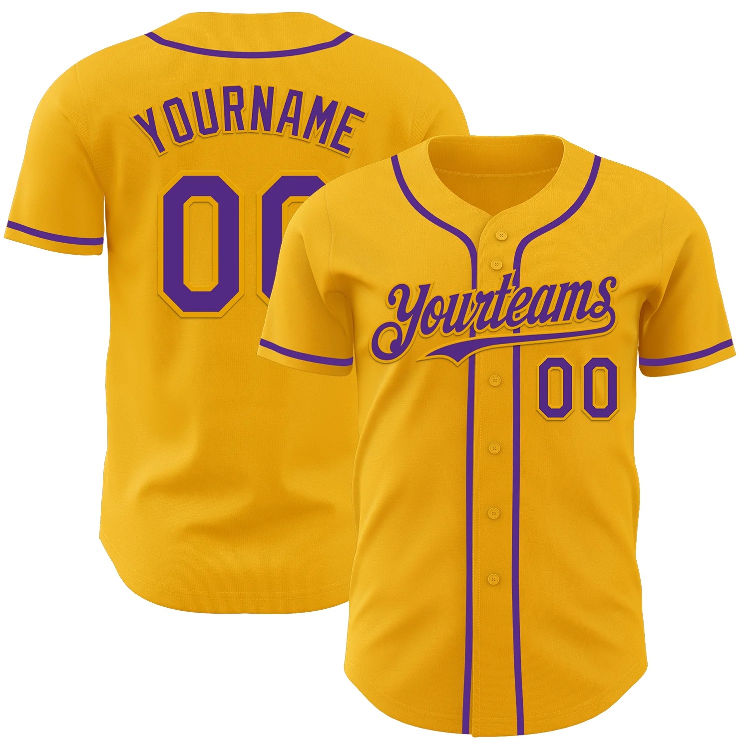 Custom Gold Purple Authentic Baseball Jersey