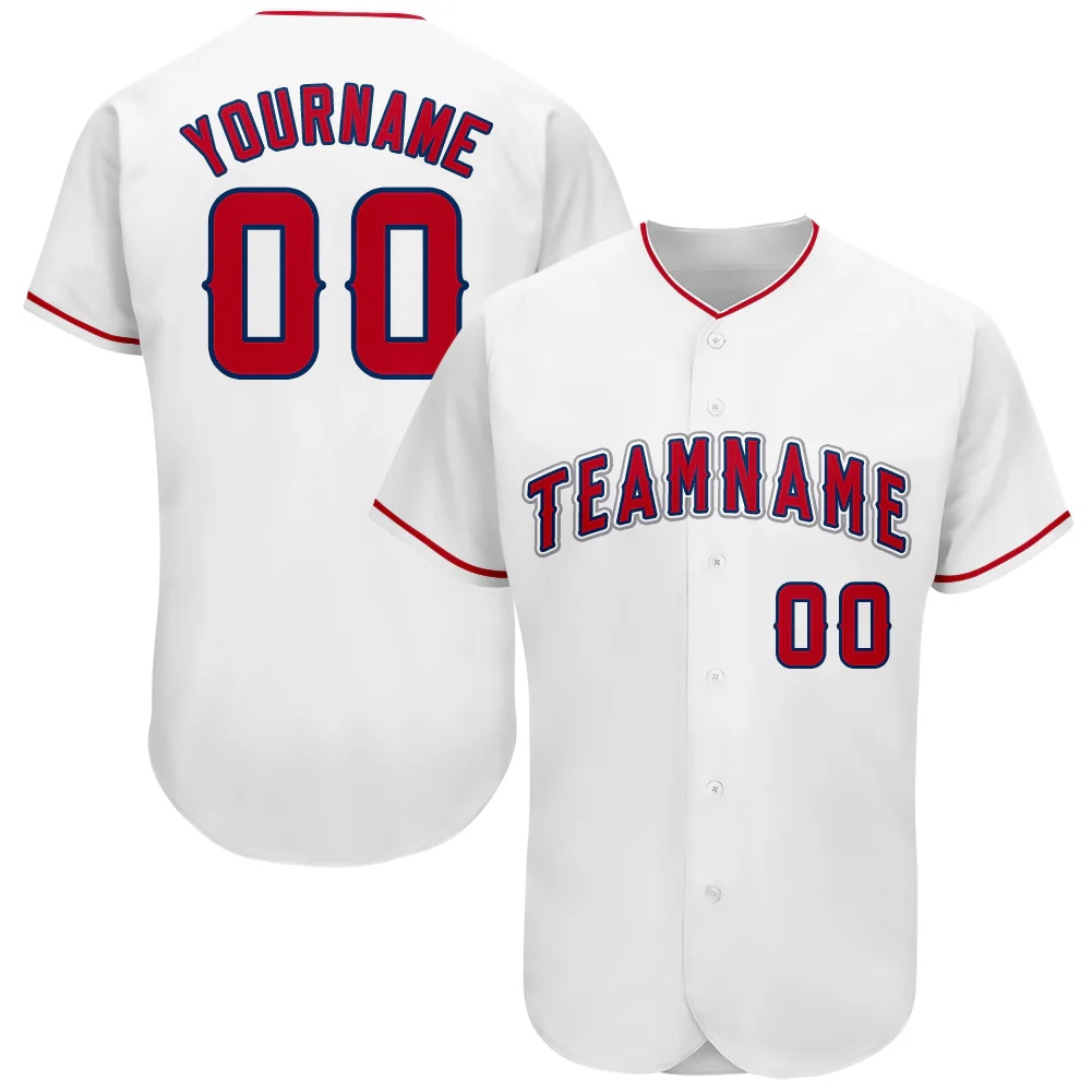 Custom White Red-Black Authentic Baseball Jersey