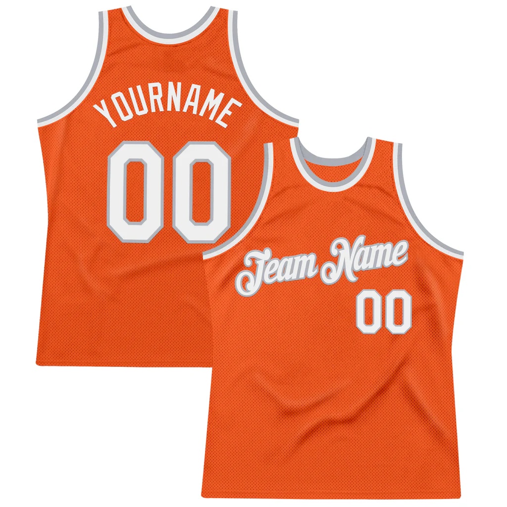 Custom Orange White-Gray Authentic Throwback Basketball Jersey