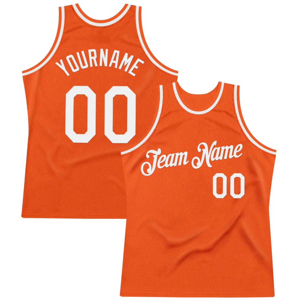 Custom Orange White Authentic Throwback Basketball Jersey