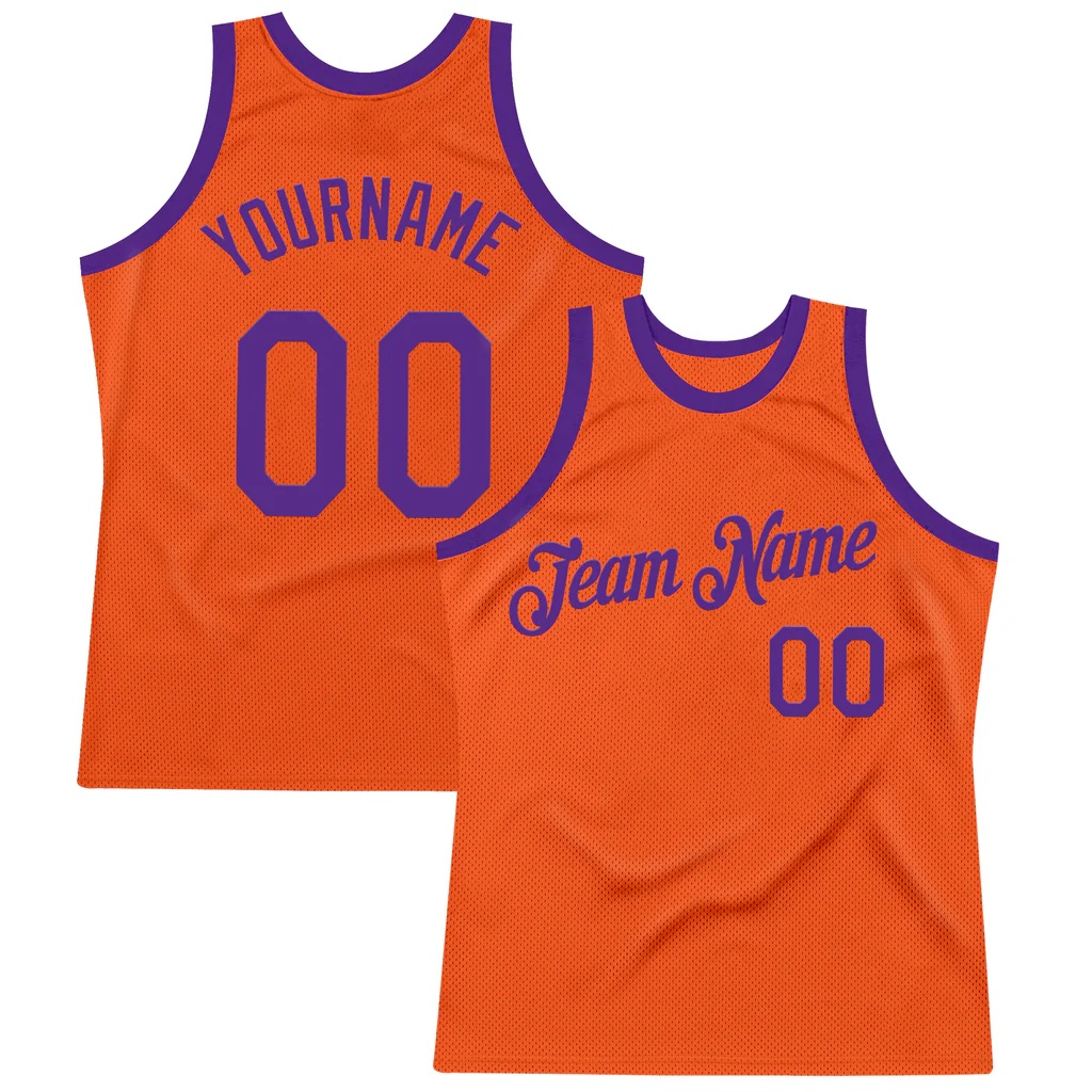 Custom Orange Purple Authentic Throwback Basketball Jersey