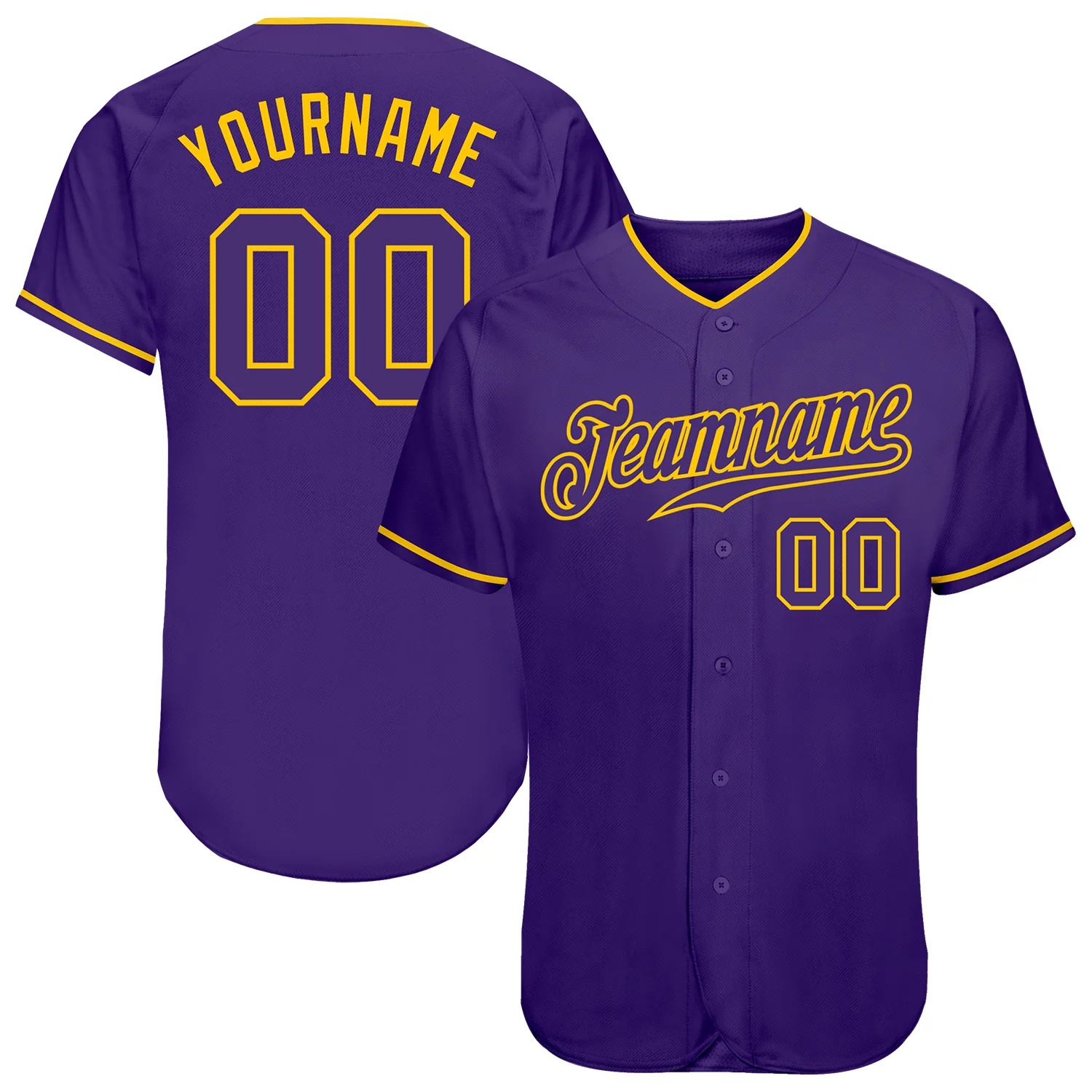 Custom Purple Purple-Gold Authentic Baseball Jersey