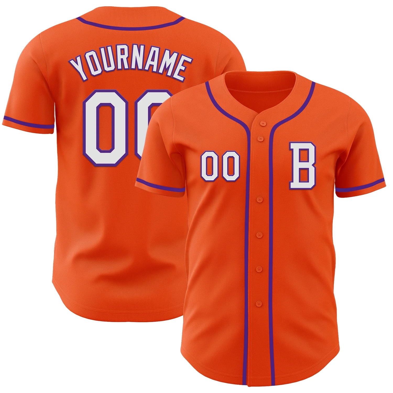 Custom Orange Purple-White Authentic Baseball Jersey