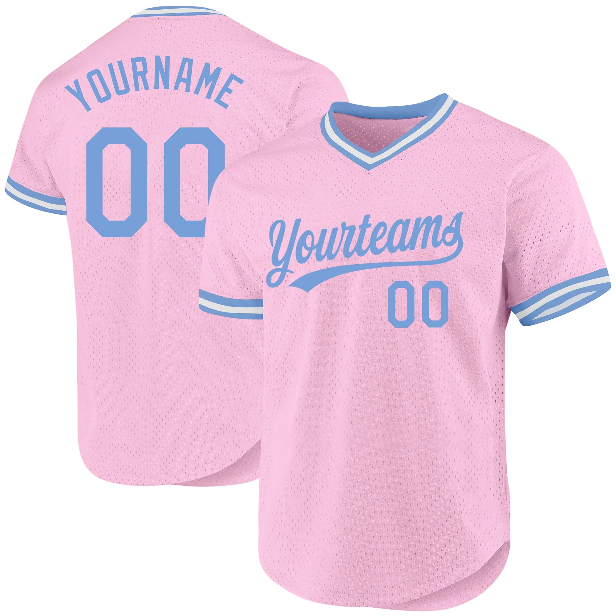 Custom Light Pink Royal-White Authentic Throwback Baseball Jersey
