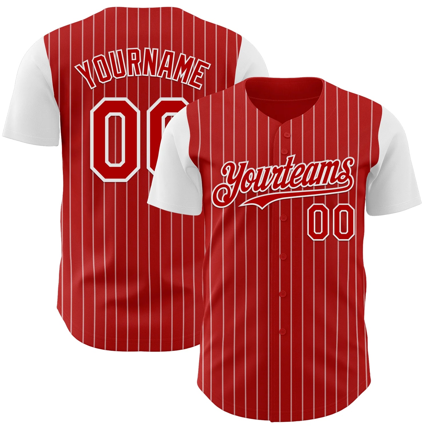 Custom Red White Pinstripe White Authentic Two Tone Baseball Jersey