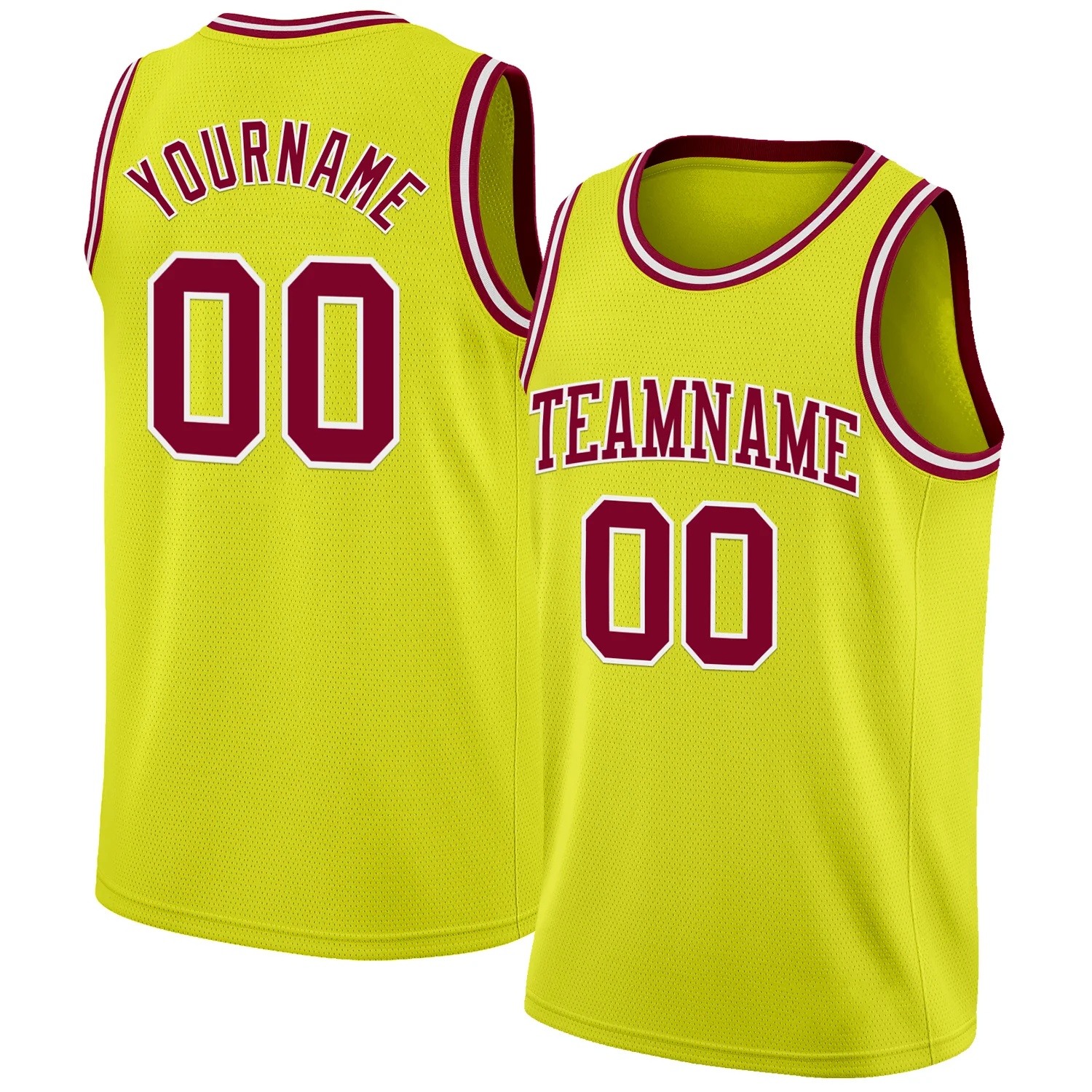 Custom Neon Yellow Maroon-White Authentic Basketball Jersey