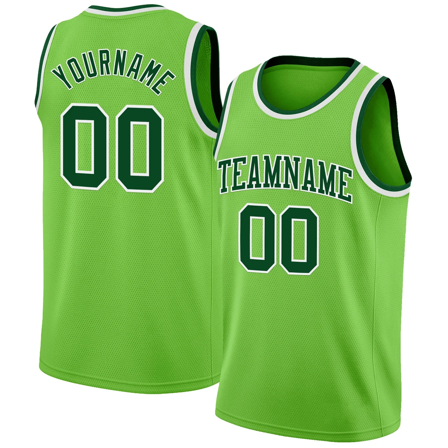 Custom Neon Green Green-White Authentic Basketball Jersey
