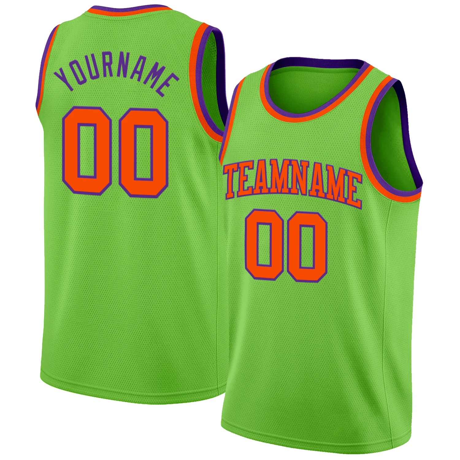 Custom Neon Green Orange-Purple Authentic Basketball Jersey