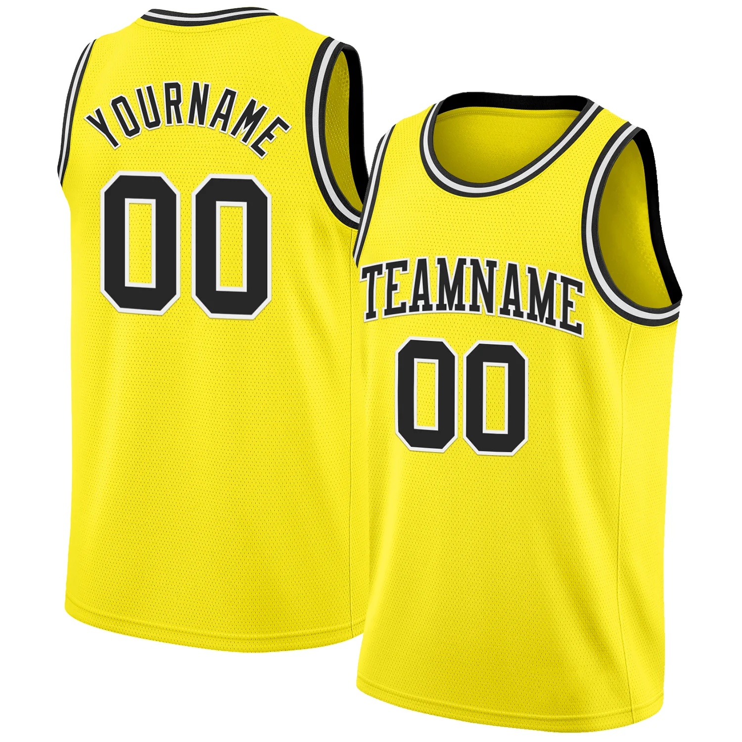Custom Light Yellow Black-White Authentic Basketball Jersey