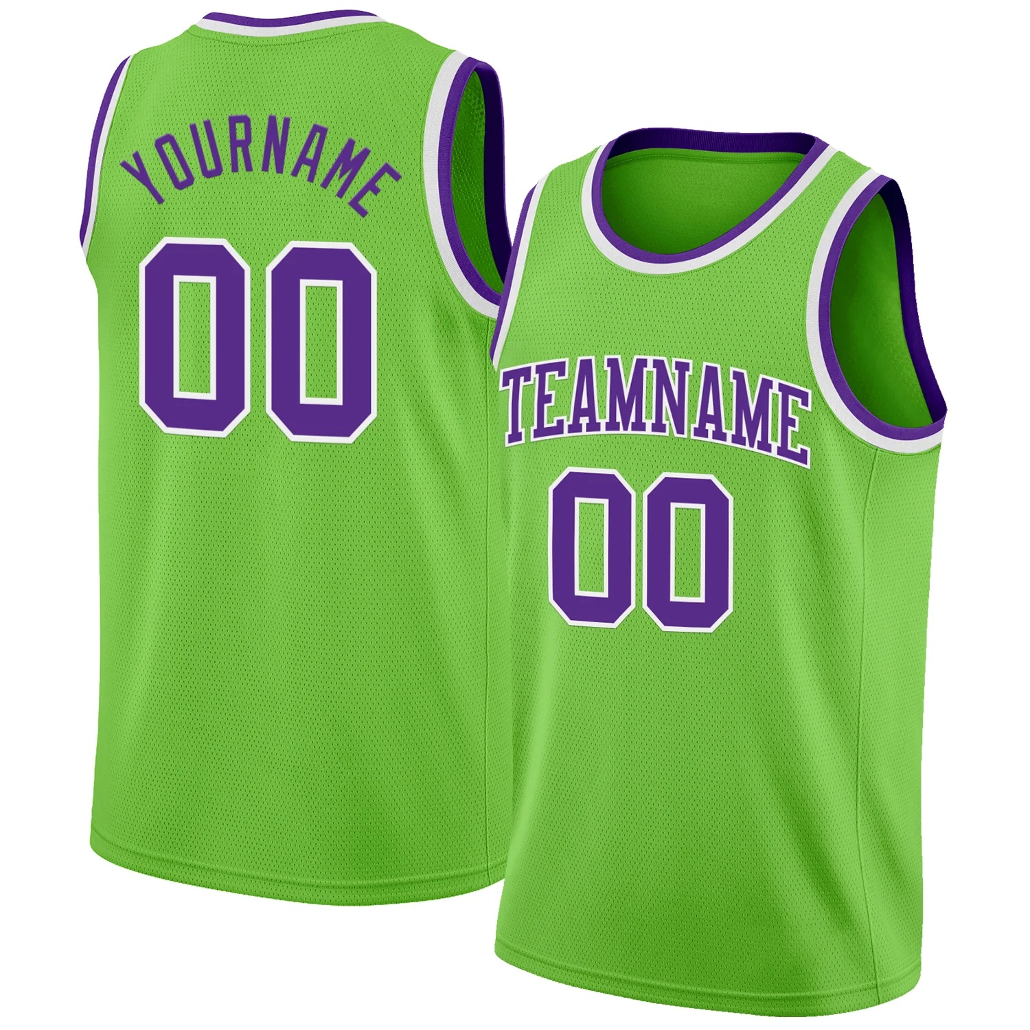 Custom Neon Green Purple-White Authentic Basketball Jersey