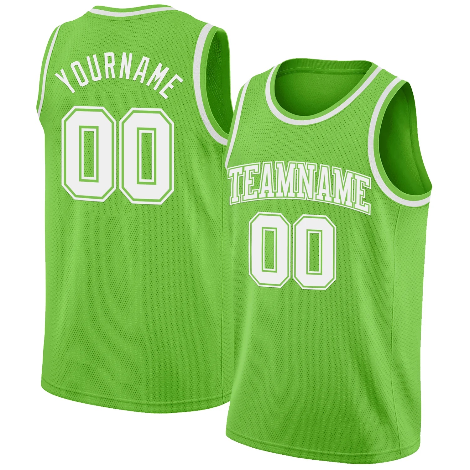 Custom Neon Green White Authentic Basketball Jersey