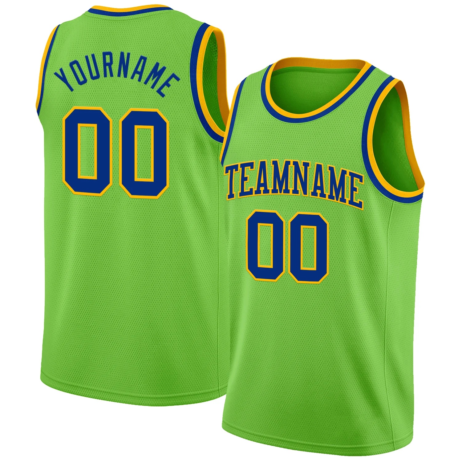 Custom Neon Green Royal-Gold Authentic Basketball Jersey