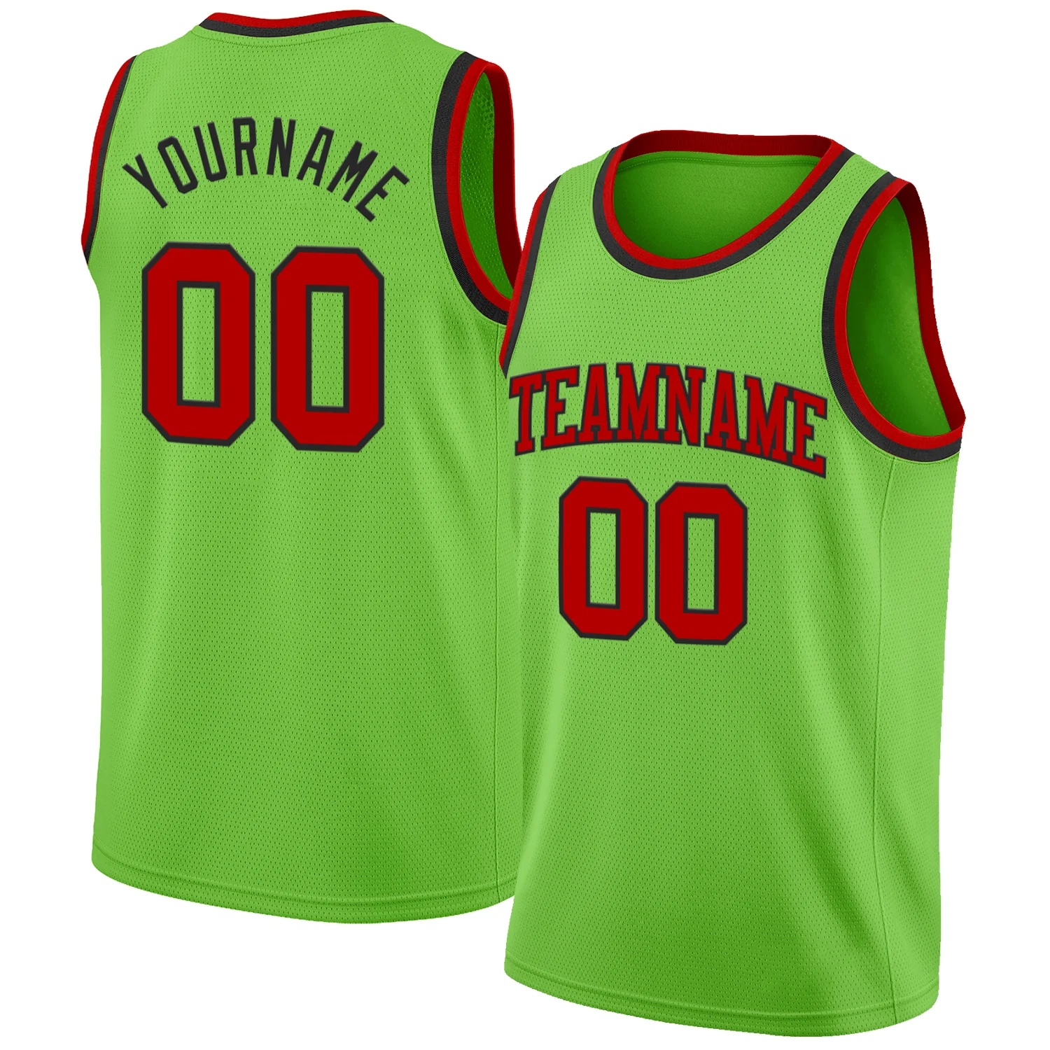 Custom Neon Green Red-Black Authentic Basketball Jersey