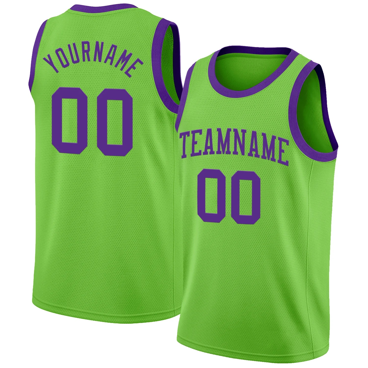 Custom Neon Green Purple Authentic Basketball Jersey