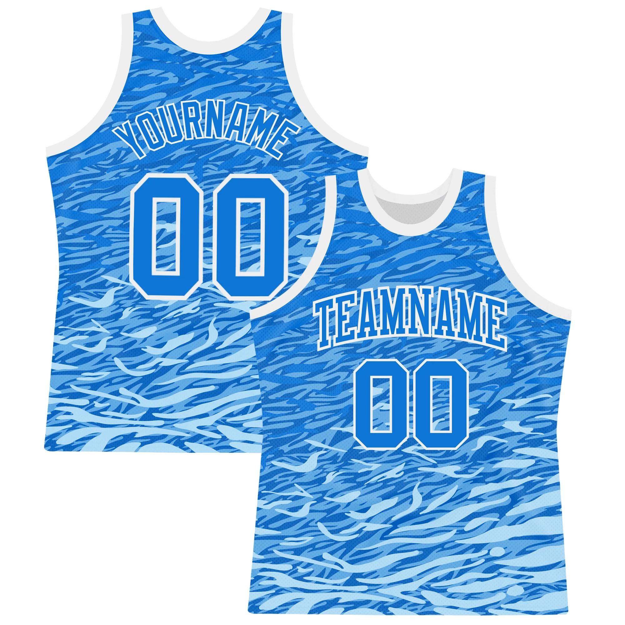 Custom Royal White Wave Round Neck Sublimation Basketball Suit Jersey