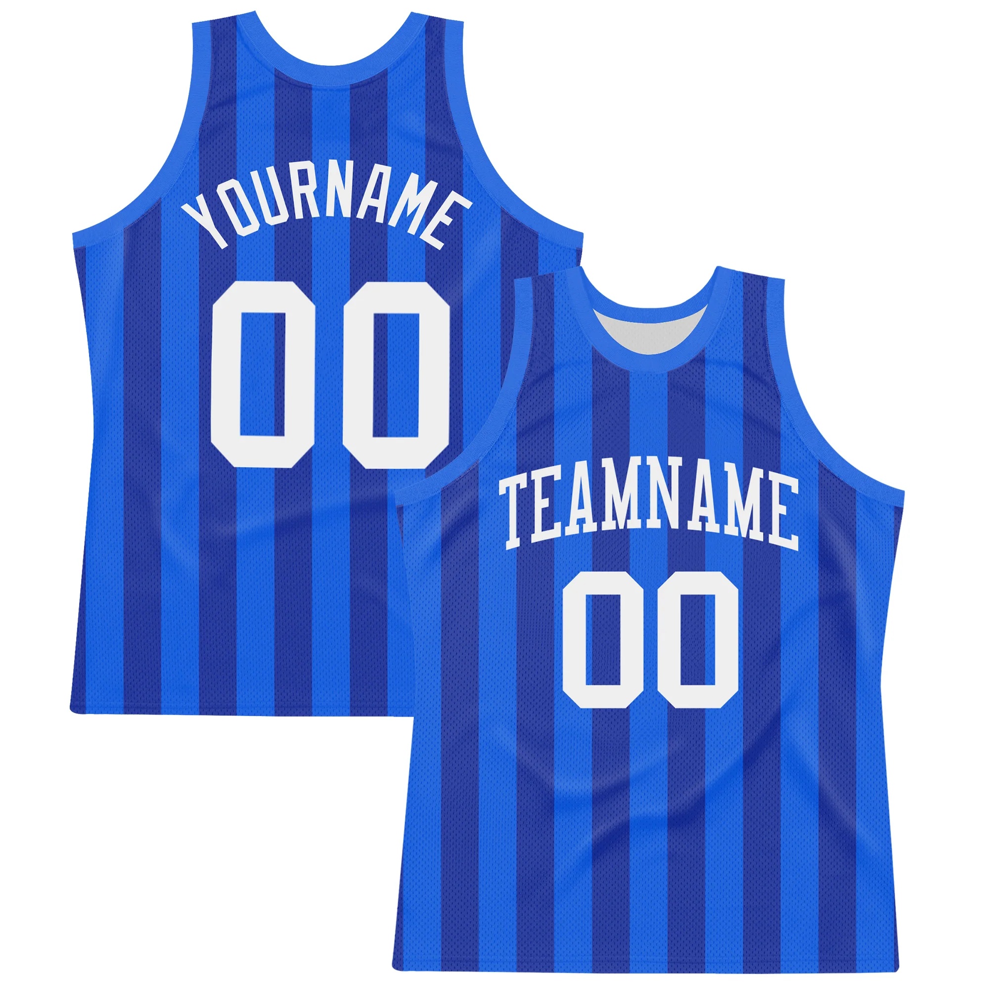 Custom Royal White Line Round Neck Sublimation Basketball Suit Jersey
