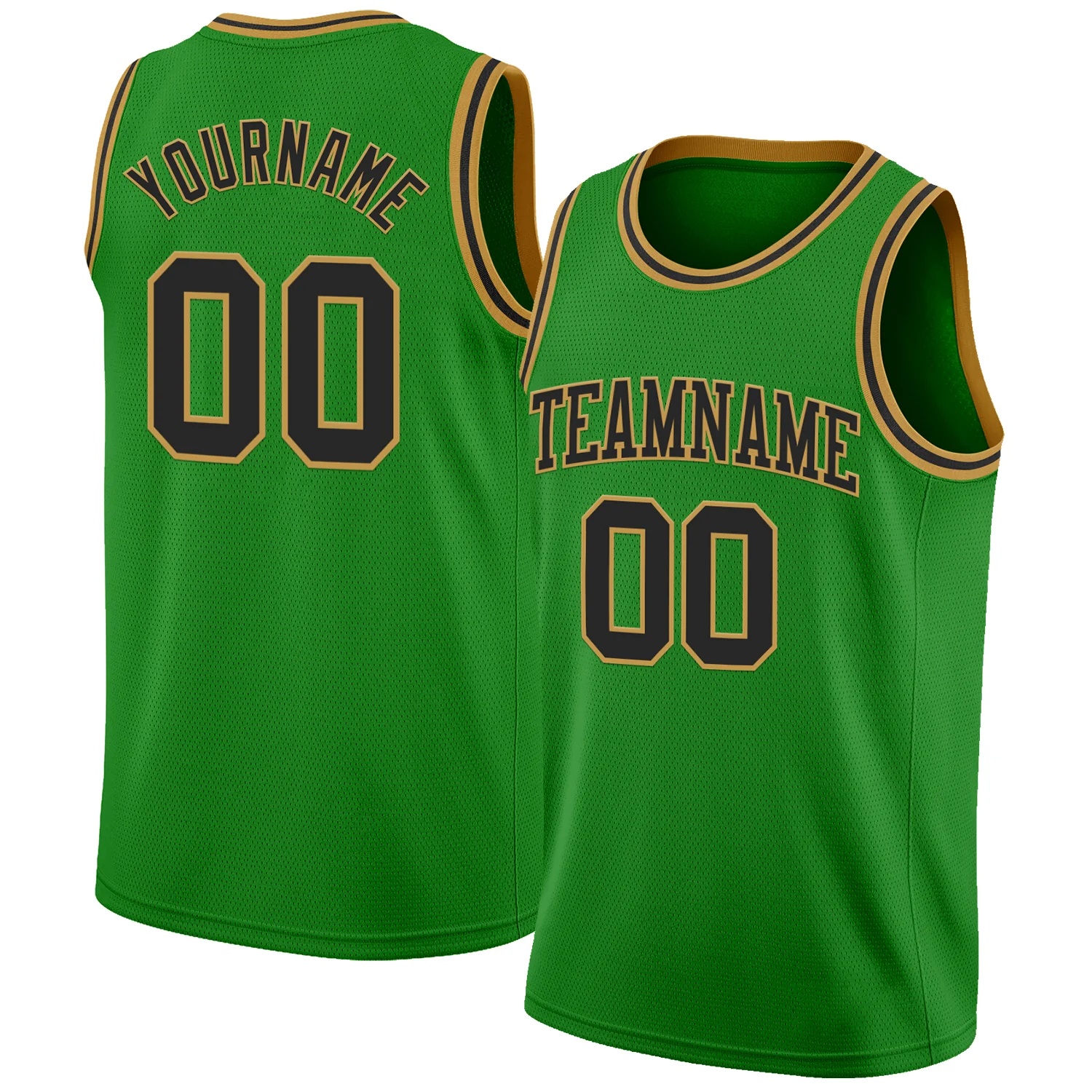 Custom Grass Green Black-Old Gold Authentic Basketball Jersey