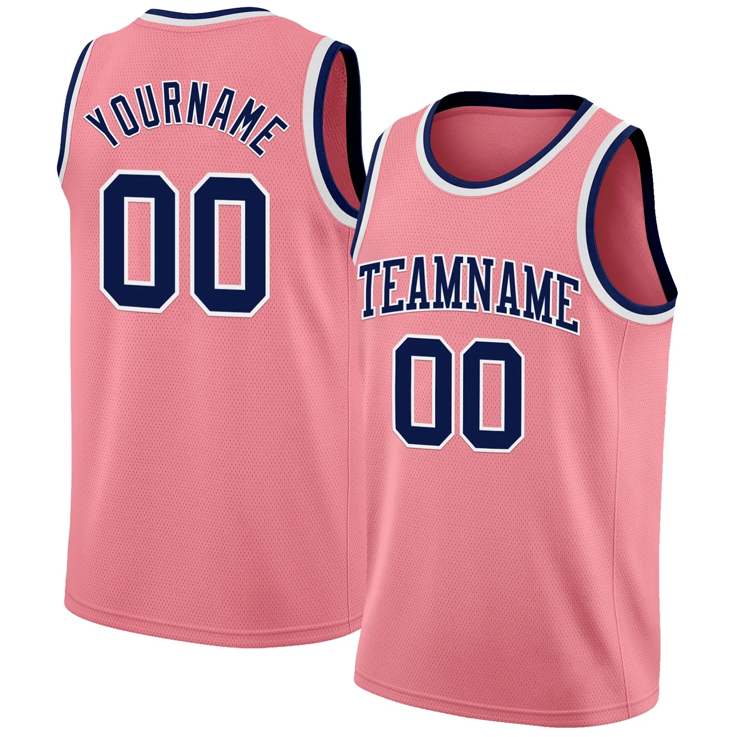 Custom Medium Pink Navy-White Authentic Basketball Jersey