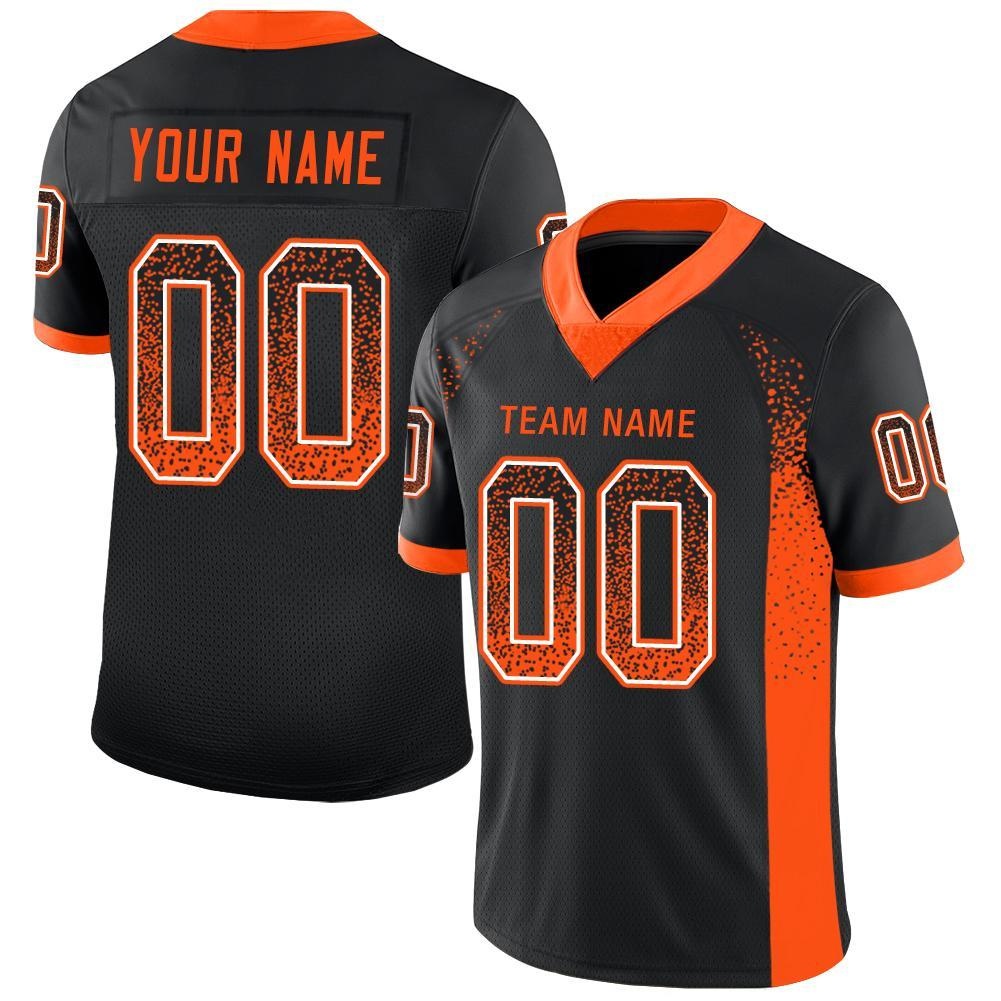 Custom Black Orange-White Drift Fashion Football Jersey
