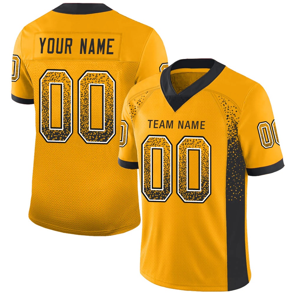Custom Gold Black-White Drift Fashion Football Jersey