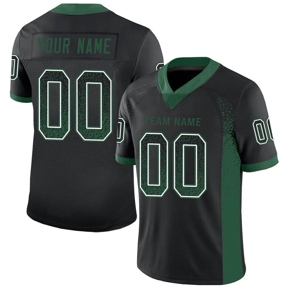 Custom Black Grass Green-White Drift Fashion Football Jersey