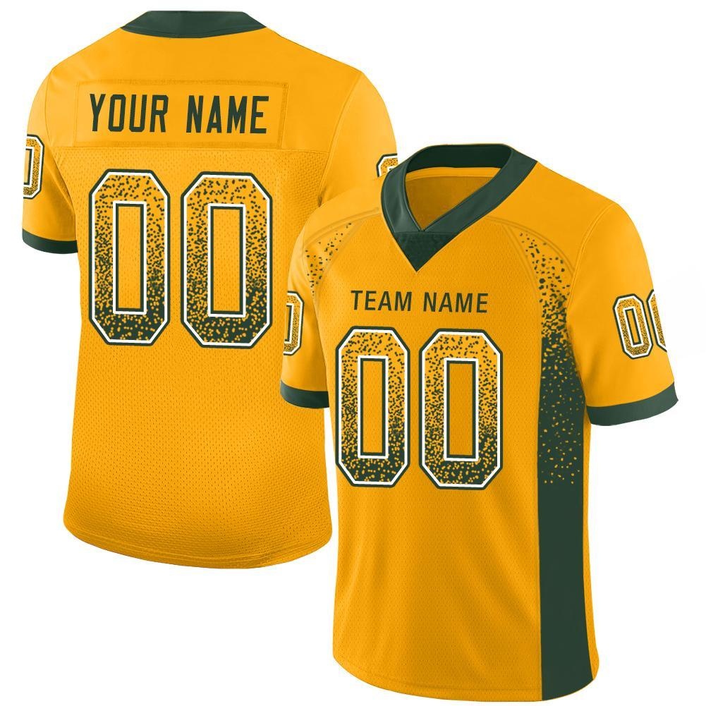 Custom Gold Green-White Drift Fashion Football Jersey