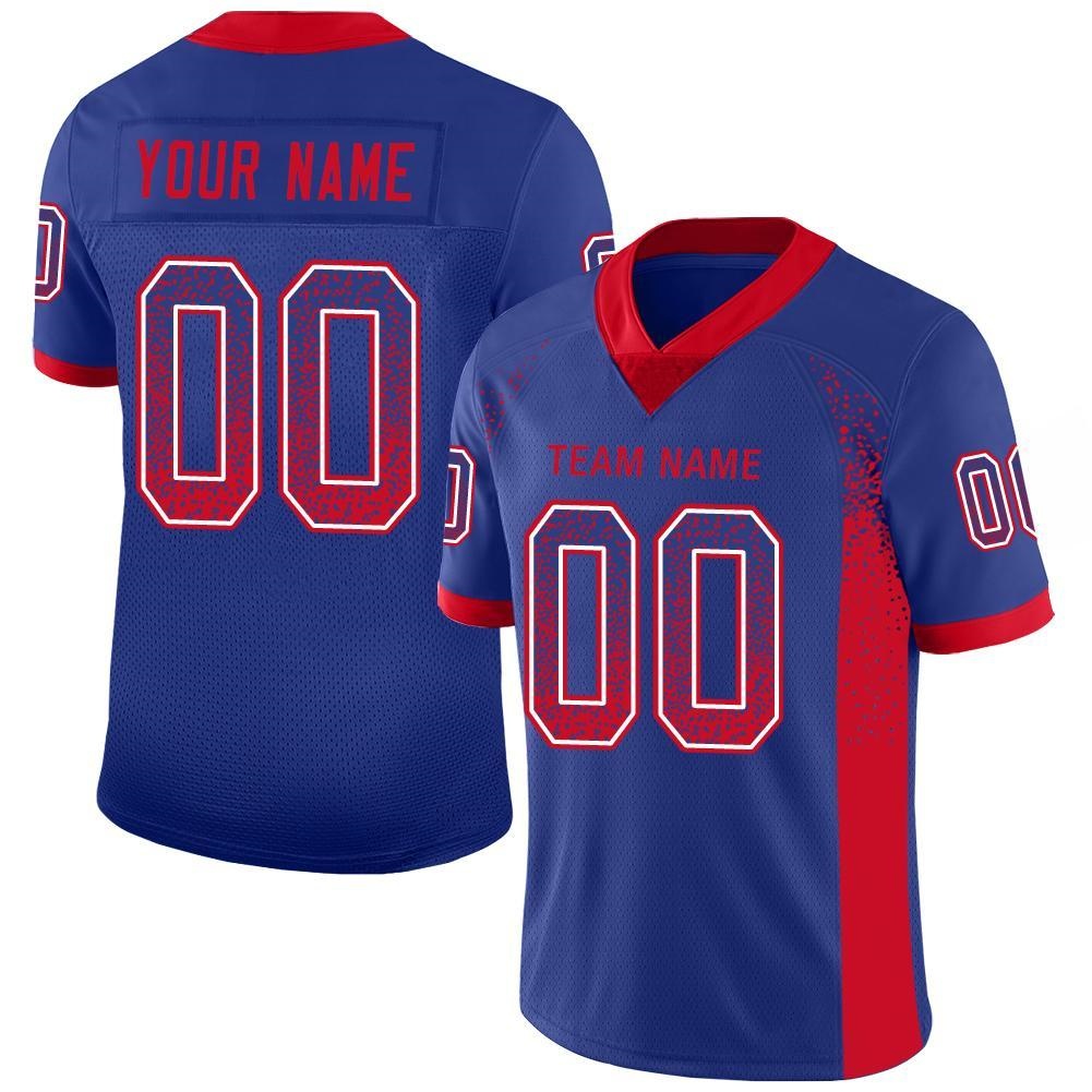 Custom Royal Scarlet-White Drift Fashion Football Jersey
