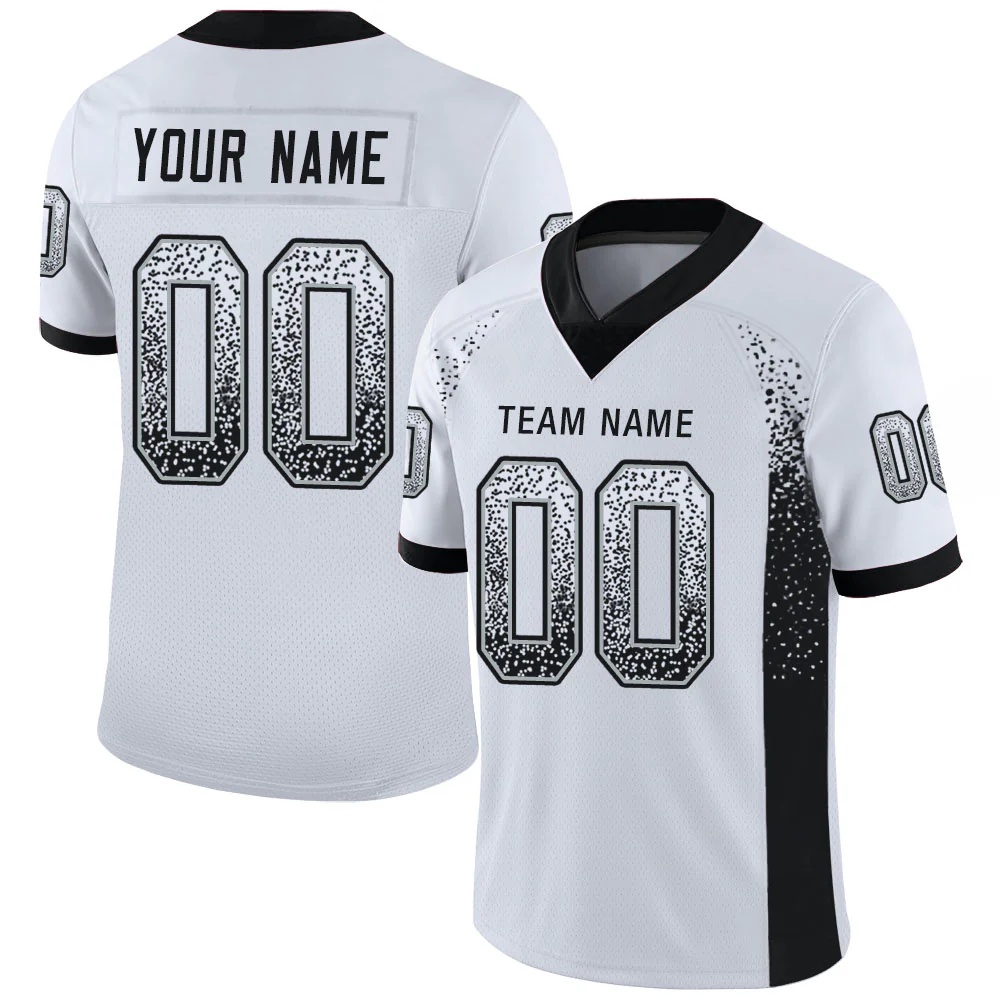 Custom White Black-Silver Drift Fashion Football Jersey