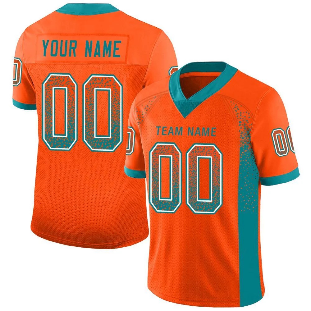 Custom Orange Aqua-White Drift Fashion Football Jersey