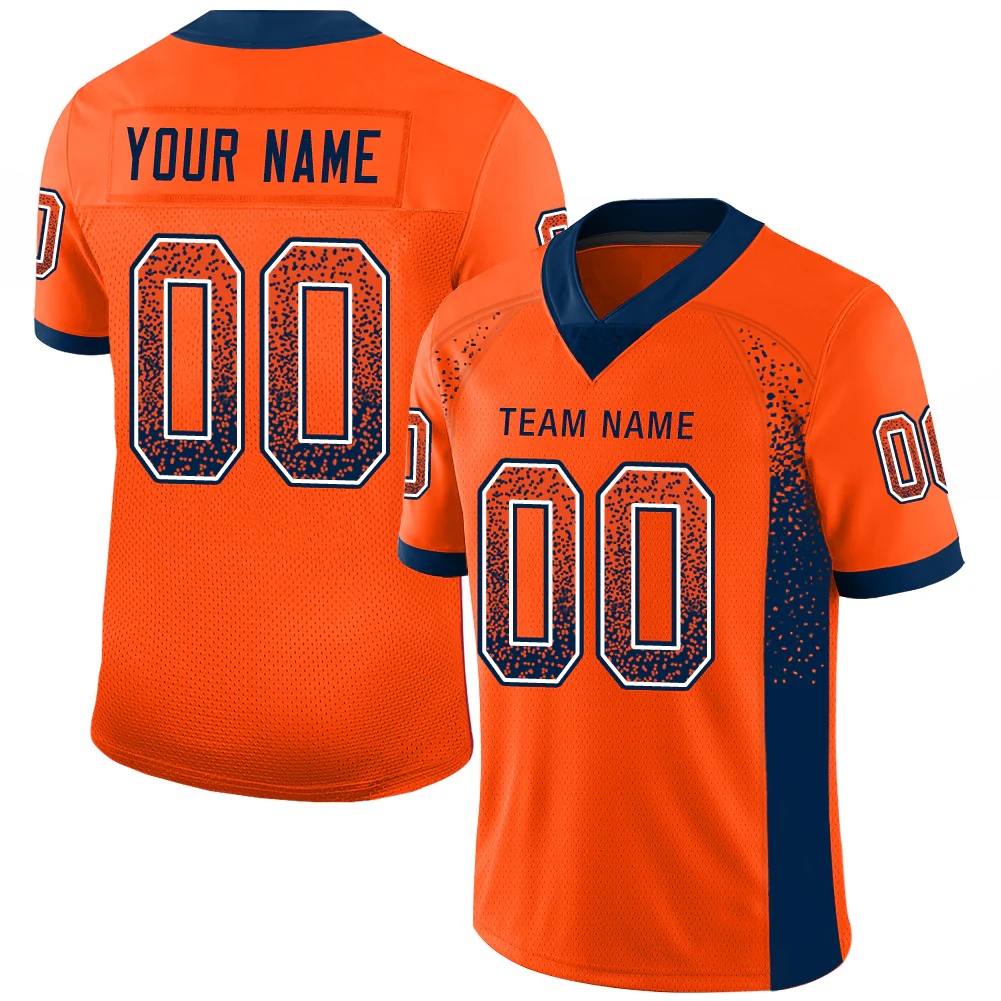 Custom Orange Navy-White Drift Fashion Football Jersey